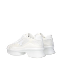 White Fabric Low Top Sneakers