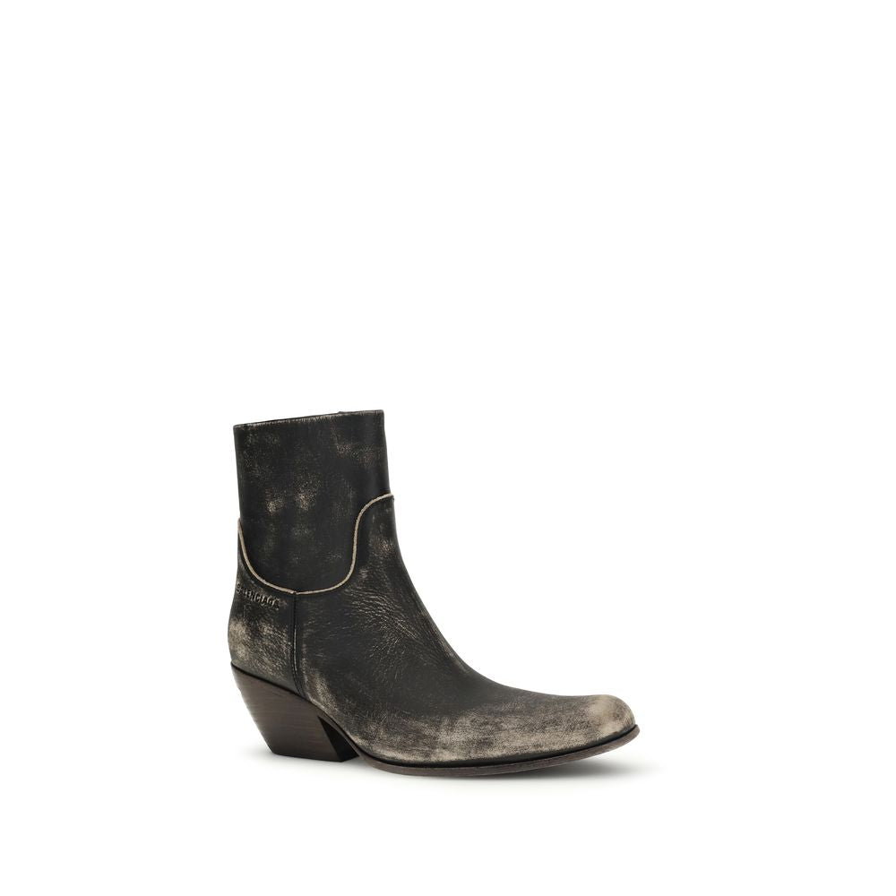Black Calf Leather Bos Taurus Ankle Boots