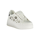 White Polyurethane Women Sneaker