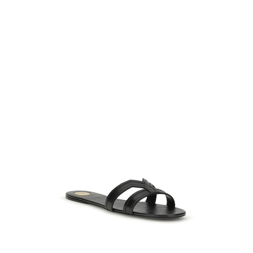 Black Calf Leather Bos Taurus Sandals