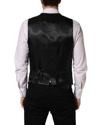 Black Wool Single Breasted Waistcoat Vest