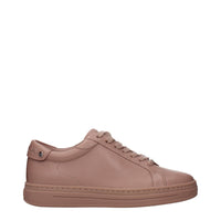 Pink Leather Low Top Sneakers