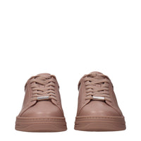 Pink Leather Low Top Sneakers