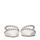 White Leather Flat Sandals