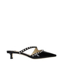 Black Leather Flat Sandals