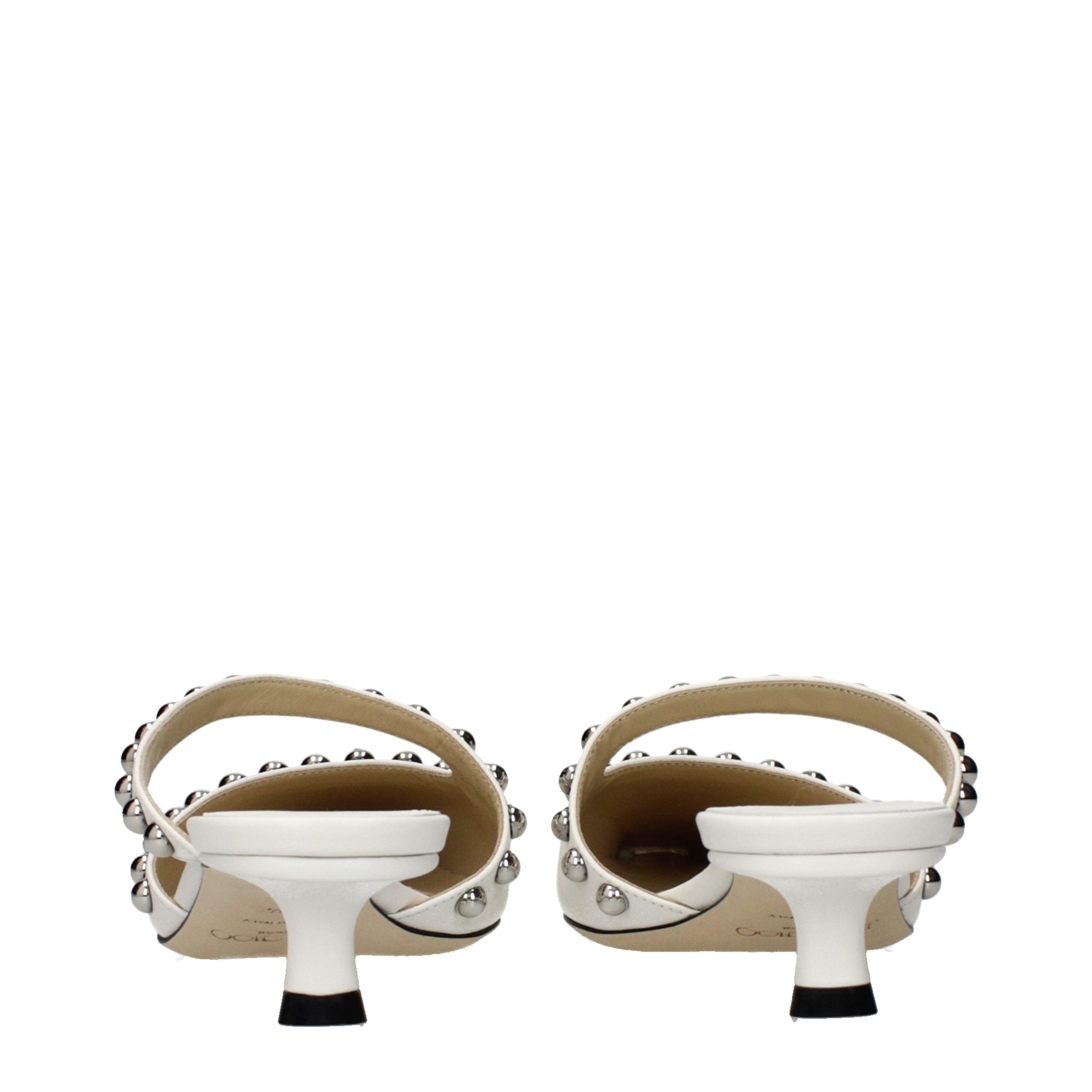 White Leather Flat Sandals