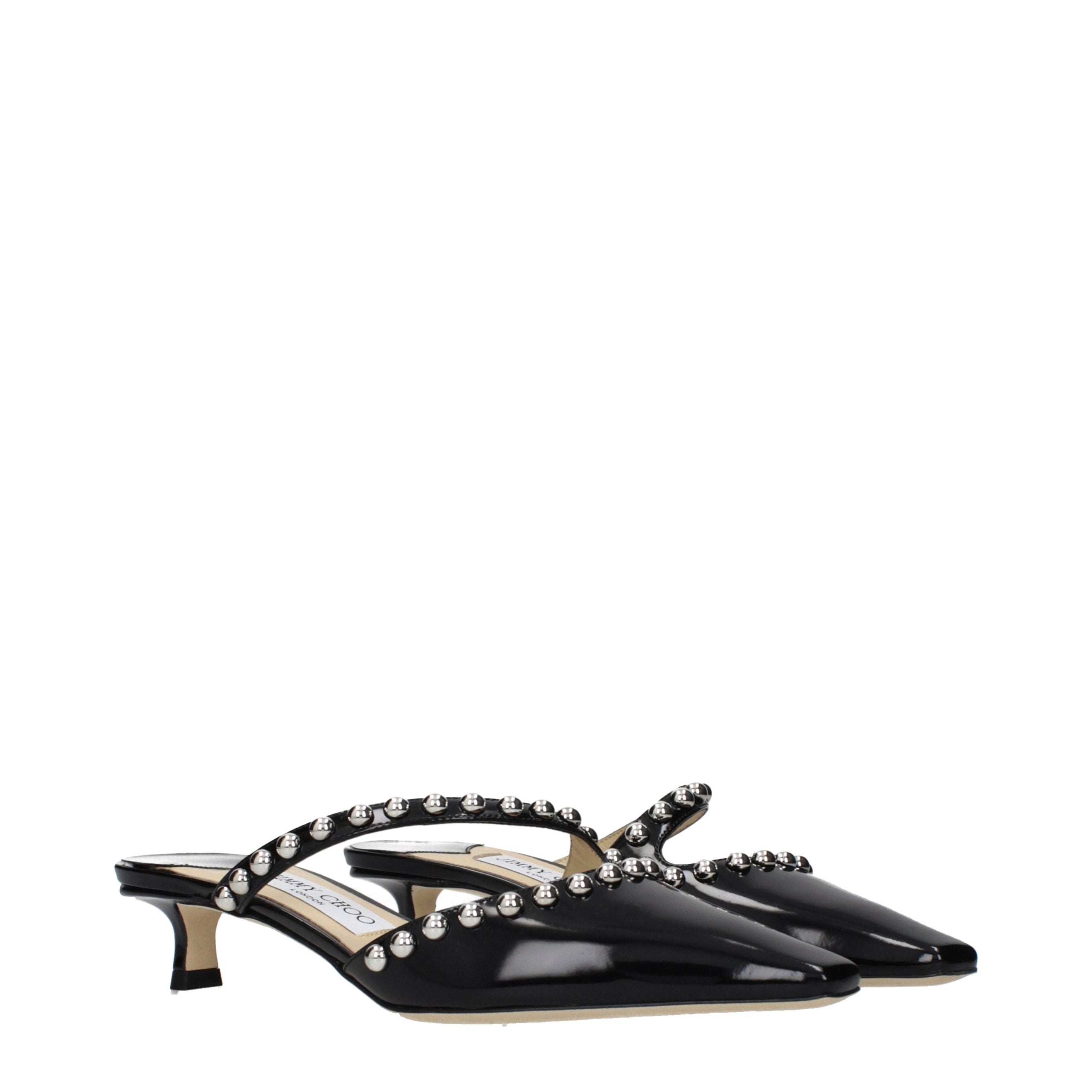Black Leather Flat Sandals