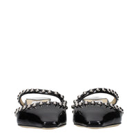 Black Leather Flat Sandals