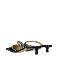 Black Leather Flat Sandals