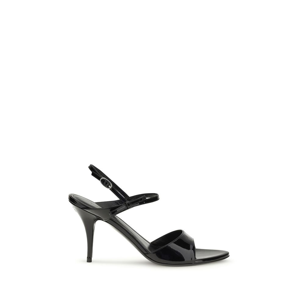 Black Calf Leather Bos Taurus Stiletto Heel Sandals