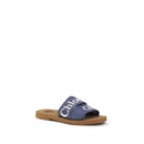 Blue Cotton Flat Sandals