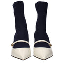 Blue Fabric Ankle Boots