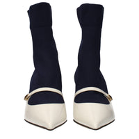 Blue Fabric Ankle Boots