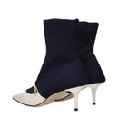 Blue Fabric Ankle Boots