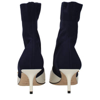Blue Fabric Ankle Boots
