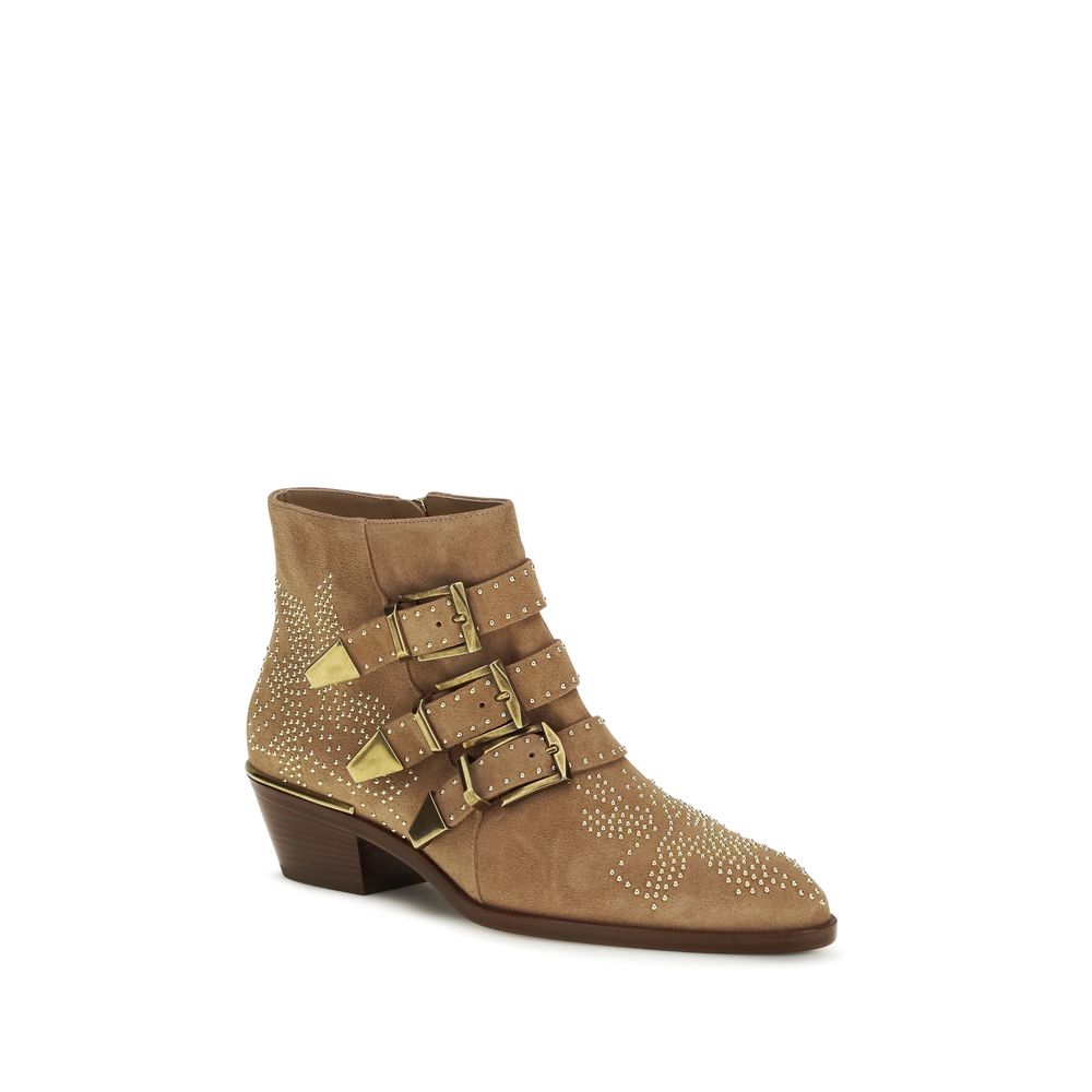 Beige Calf Leather Bos Taurus Ankle Boots