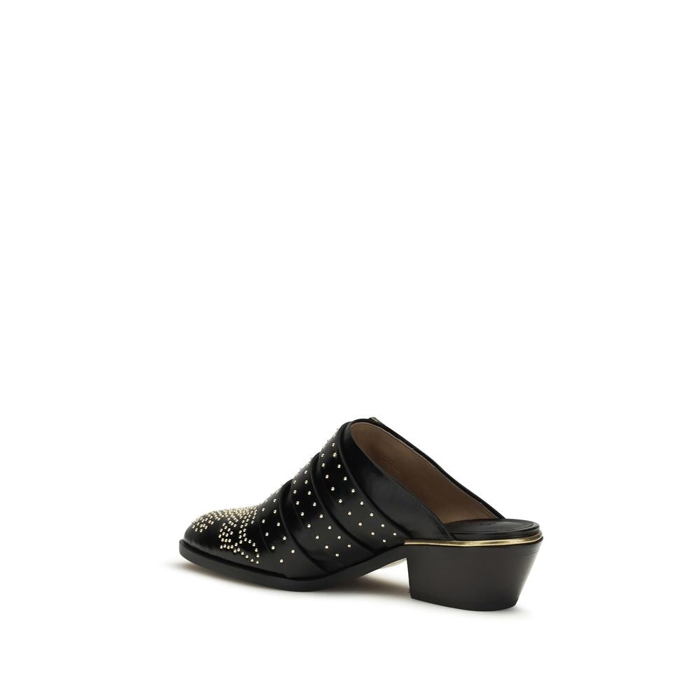 Black Calf Leather Bos Taurus Mules