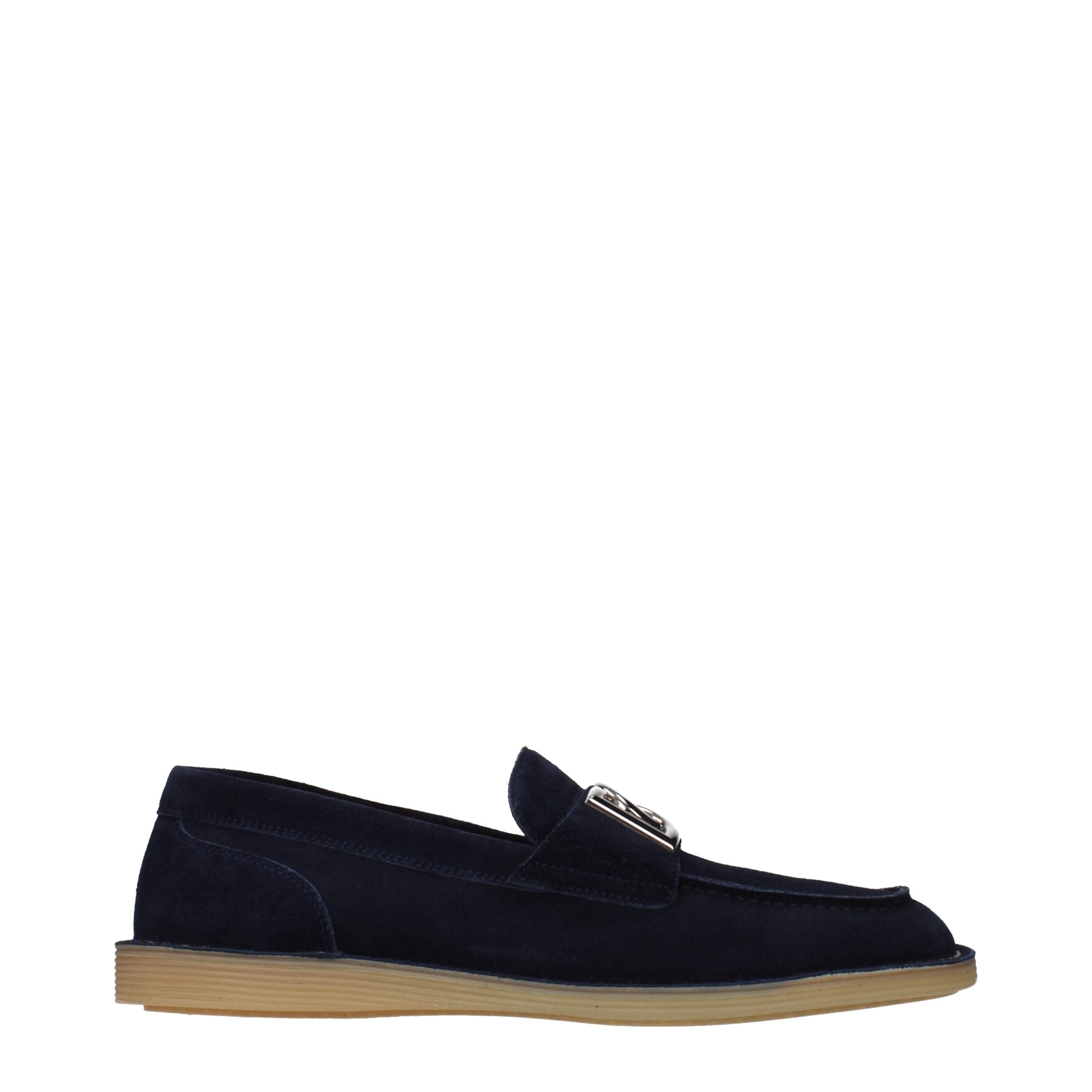 Blue Leather Slip-On Loafers