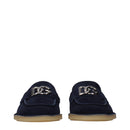 Blue Leather Slip-On Loafers