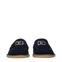 Blue Leather Slip-On Loafers