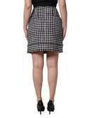 Black White Houndstooth HighWaist Mini Skirt