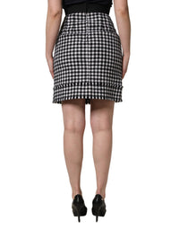 Black White Houndstooth HighWaist Mini Skirt