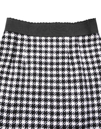 Black White Houndstooth HighWaist Mini Skirt