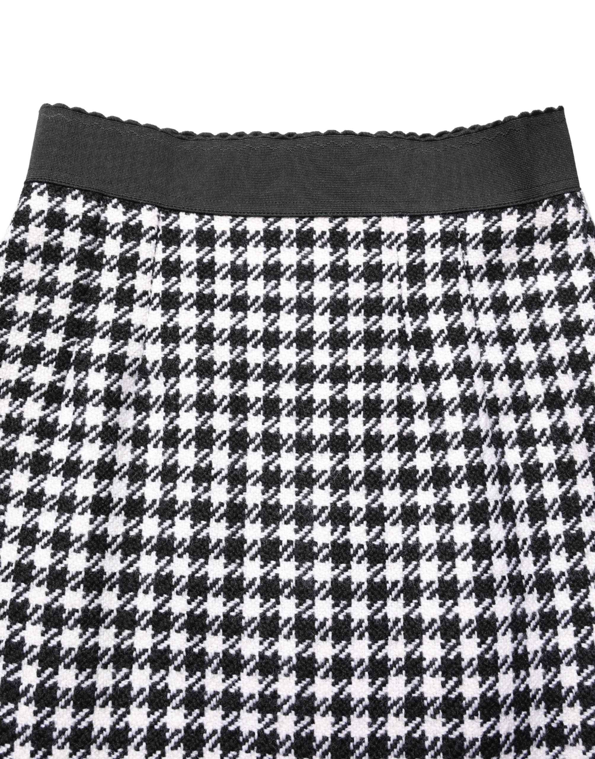 Black White Houndstooth HighWaist Mini Skirt