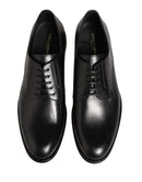 Black Calfskin Leather Derby Men Dress Shoes