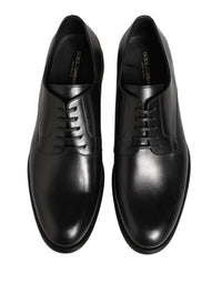 Black Calfskin Leather Derby Men Dress Shoes