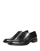 Black Calfskin Leather Derby Men Dress Shoes