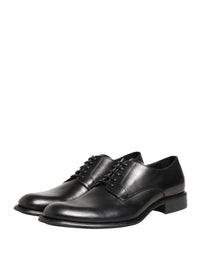 Black Calfskin Leather Derby Men Dress Shoes