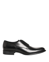 Black Calfskin Leather Derby Men Dress Shoes