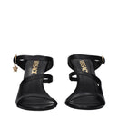 Black Leather Stiletto Heel Sandals