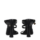 Black Leather Stiletto Heel Sandals