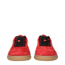 Red Leather Low Top Sneakers