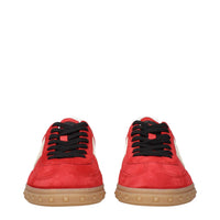 Red Leather Low Top Sneakers