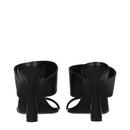Black Leather Stiletto Heel Sandals