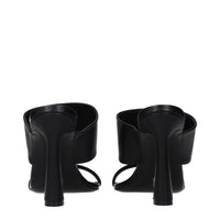 Black Leather Stiletto Heel Sandals