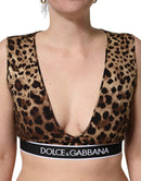 Brown Leopard Print Cropped Silk Tank Top