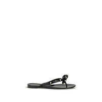 Black Cotton Flip-Flop Sandals