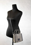Marc Jacobs The Monogram Beige Mini Tote Woven Jacquard Canvas Crossbody Handbag