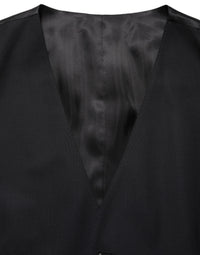 Black Wool Single Breasted Waistcoat Vest