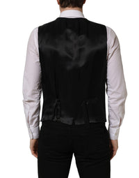 Black Wool Single Breasted Waistcoat Vest