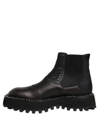 Black Chelsea Boots Leather Slip On Men Shoes