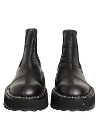 Black Chelsea Boots Leather Slip On Men Shoes