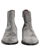 Gray Suede Leather Chelsea Boots Shoes