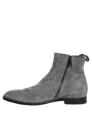 Gray Suede Leather Chelsea Boots Shoes