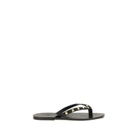 Black Calf Leather Bos Taurus Flip-Flop Sandals