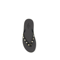 Black Calf Leather Bos Taurus Flip-Flop Sandals